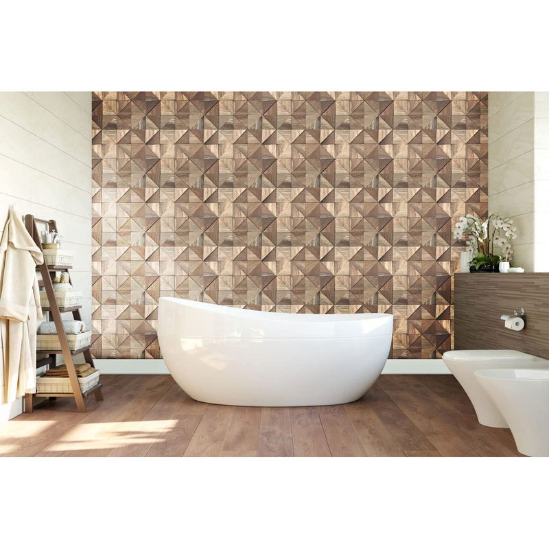 Ekena Millwork 11 7/8"W x 11 7/8"H x 1/2"P Authentic Boat Wood Mosaic Wall Tile, Natural Finish - Image 2